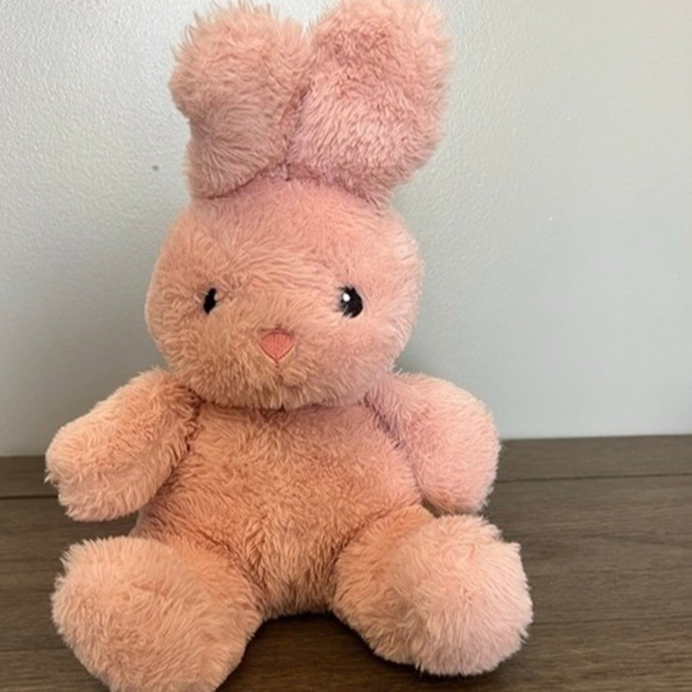 Pink Bunny Plush Stuffed Animal Shaggy Soft Rabbit Toy Easter Nursery Decor
